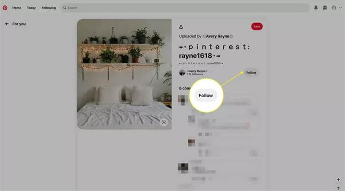 pinterest怎么关注用户